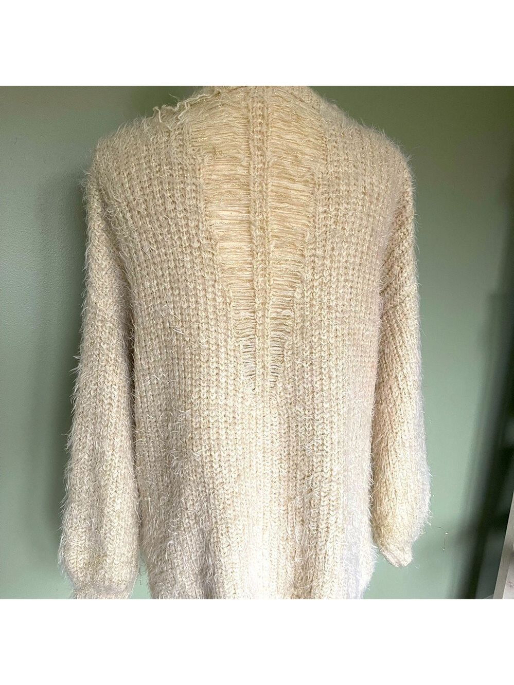 Large Beaded Distressed Knit Tunic Sweater - Picture 3 of 5